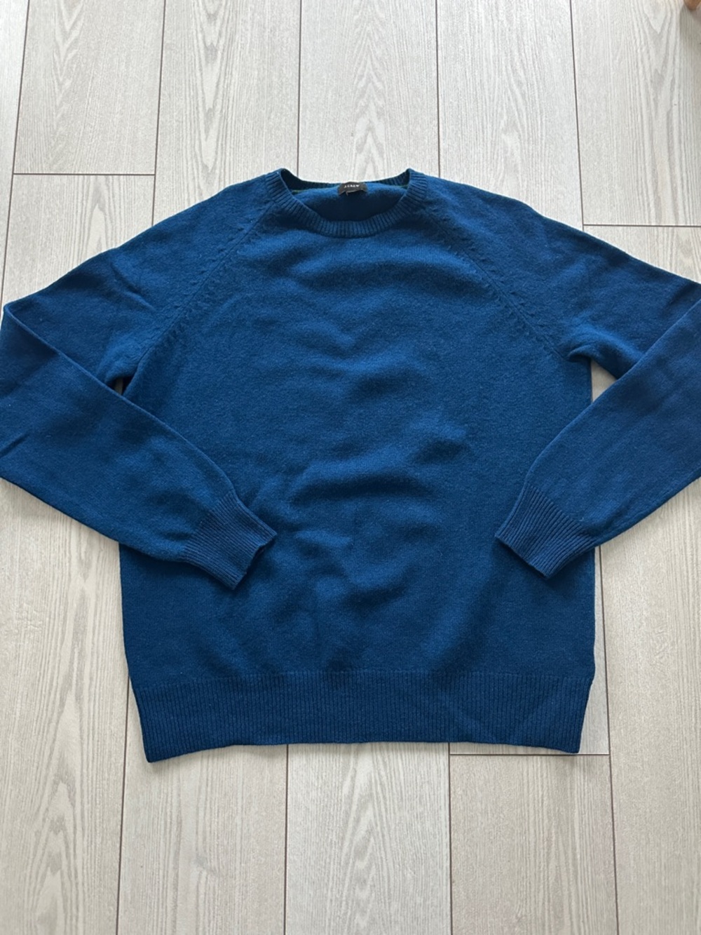 J. Crew Men's Blue Crewneck Sweater 100% lambswool large